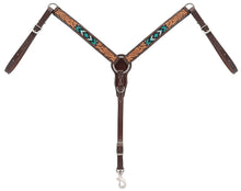 Weaver Leather Turquoise Cross Turquoise Beaded 1-1/4" Pony Breast Collar, Dark Oil