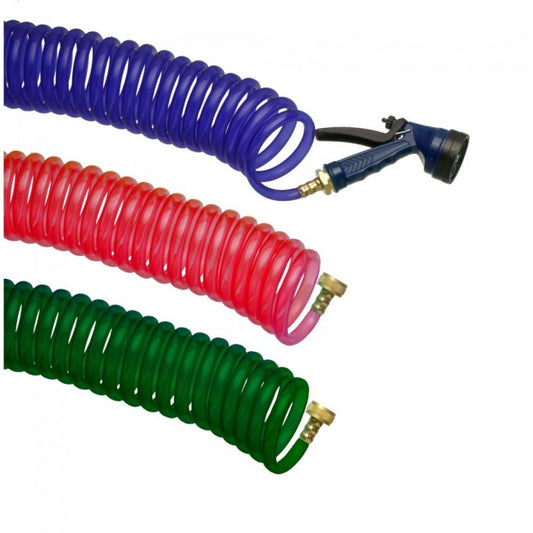 Tough-1 Coil Water Hose with Nozzle BLUE