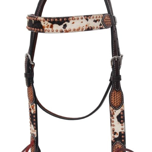 PEPPERED COWHIDE BROWBAND HEADSTALL