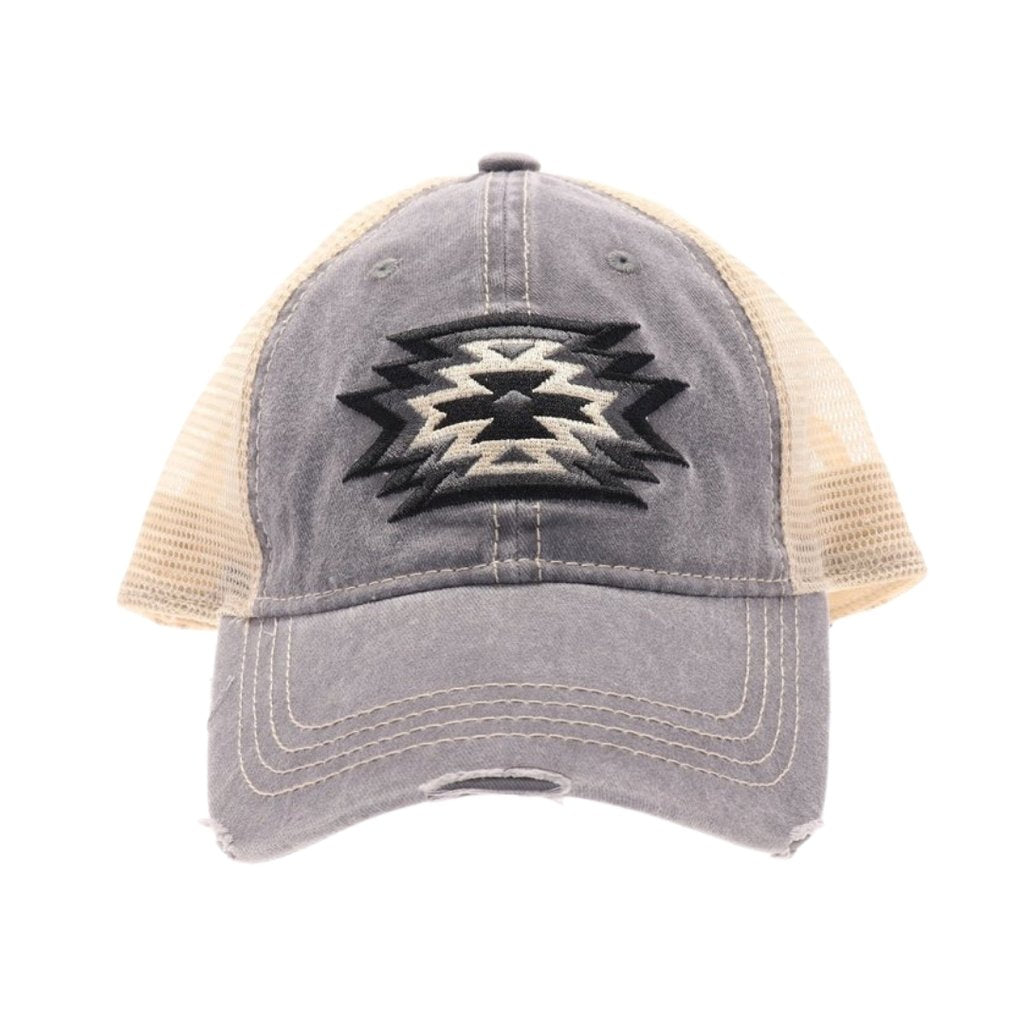 AZTEC EMBROIDERED PATCH MESH HIGH PONY CC BALL CAP