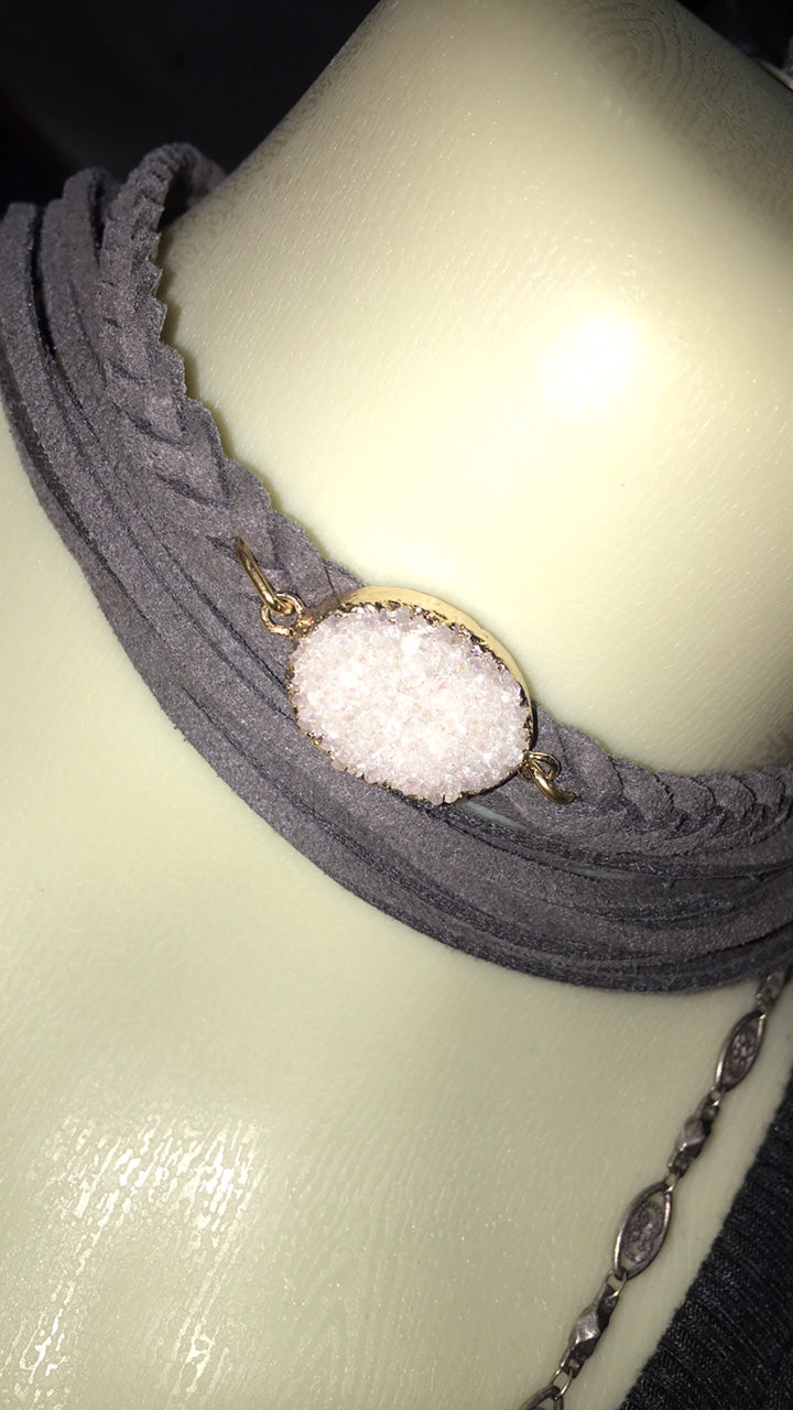 Braided Choker w/ Crystal