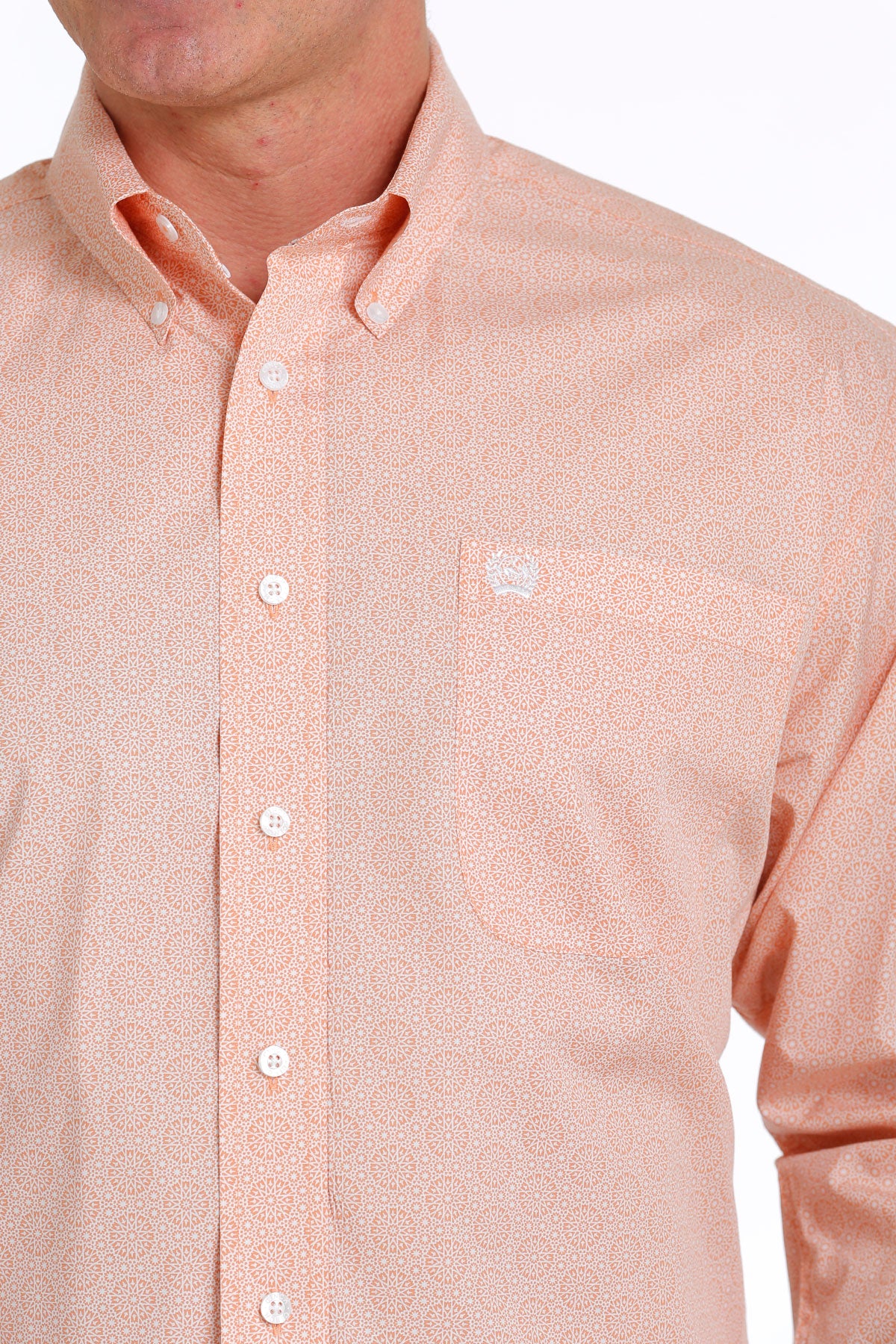 Cinch Mens L/S Orange Print