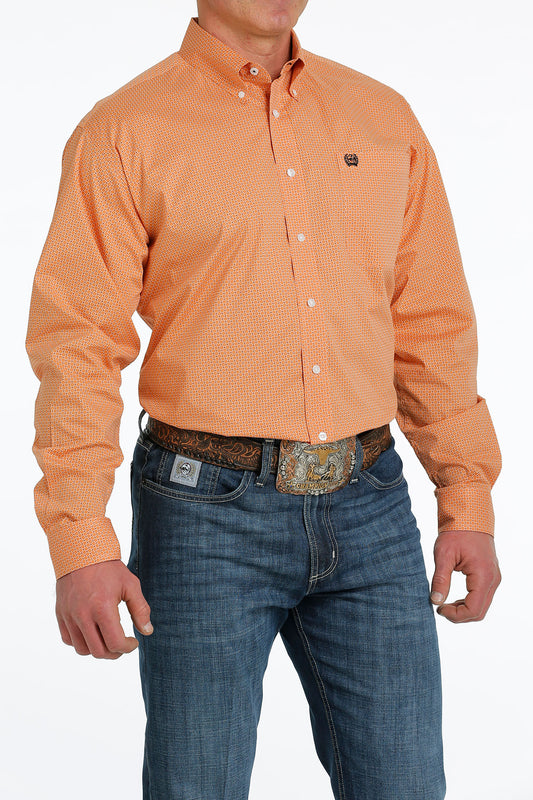 Cinch Mens L/S Orange Print
