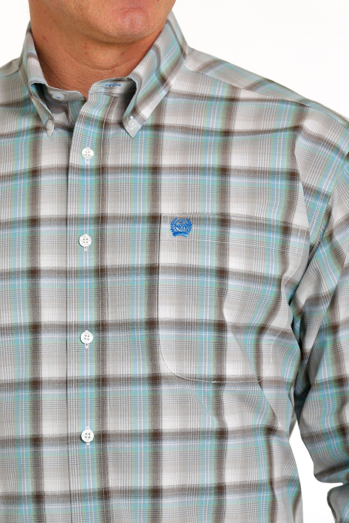 Cinch Mens L/S White Plaid