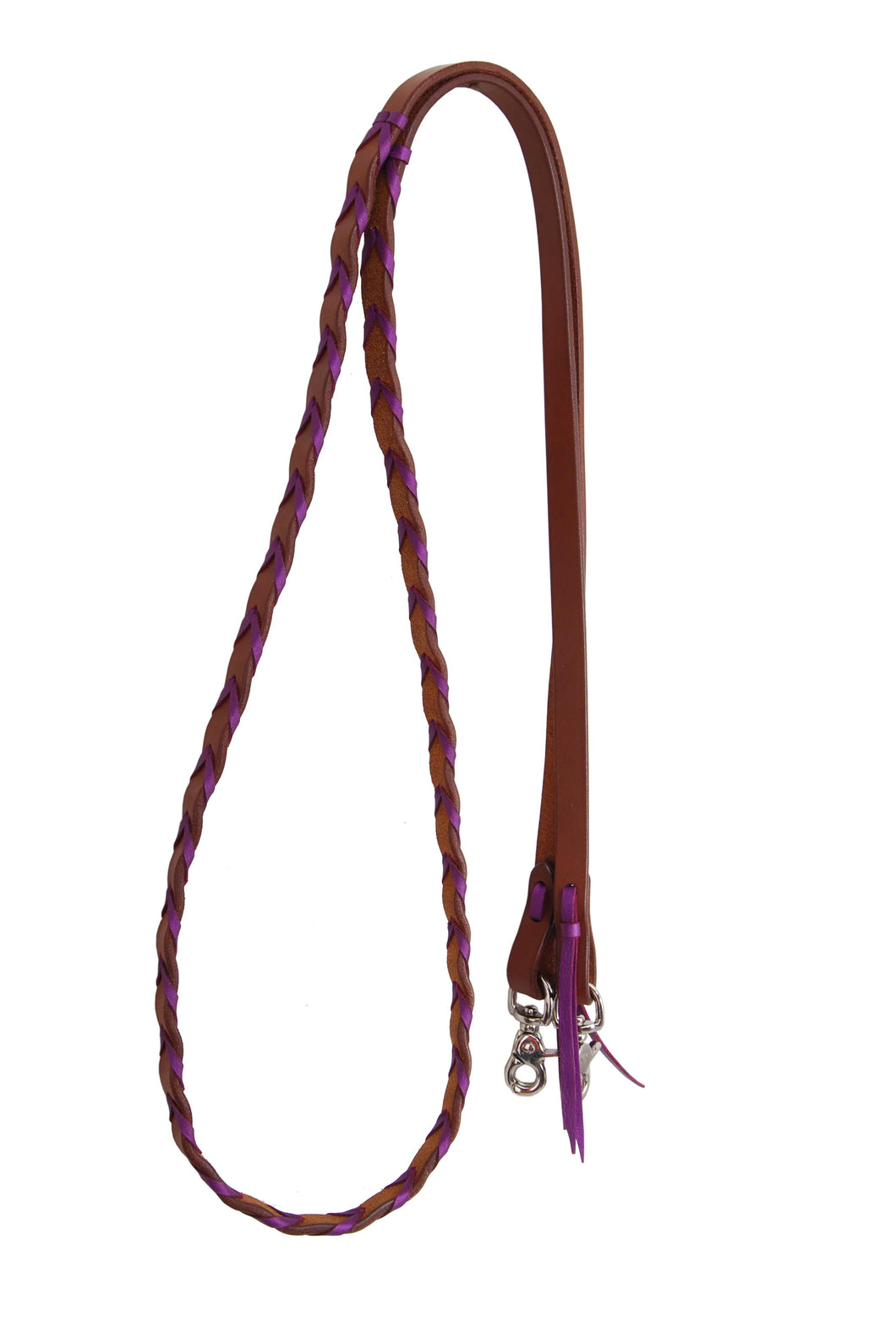 Rafter T Ranch Co. Leather Laced Barrel Reins-Purple