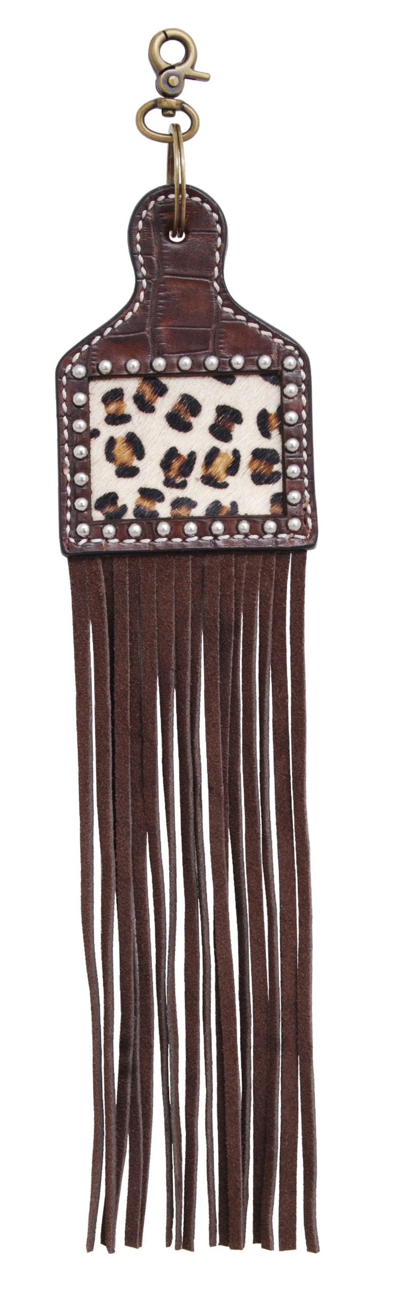 Gator and Leopard Hair W/ Suede Fringes Saddle Charm