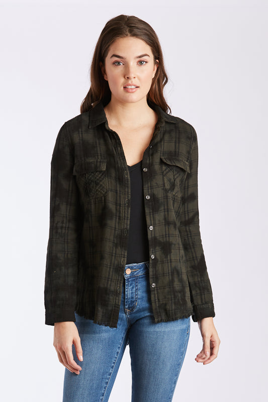 Dear John Plaid Mineral Washed Top
