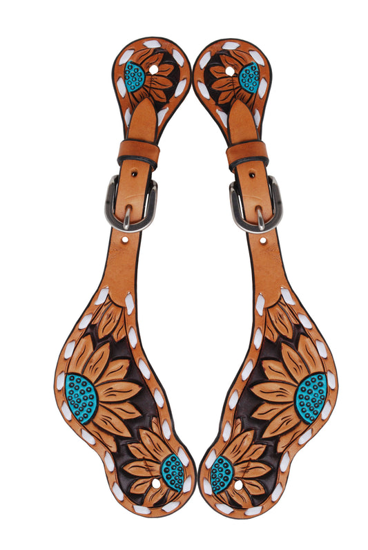RAFTER T TURQUOISE SUNFLOWER SPUR STRAP