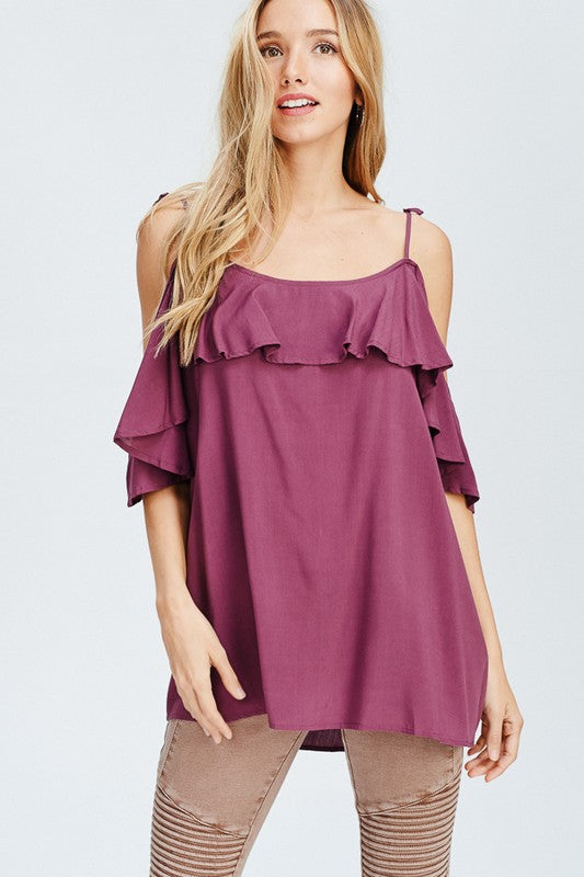 SPAGHETTI STRAP FRILLED CAMISOLE TOP