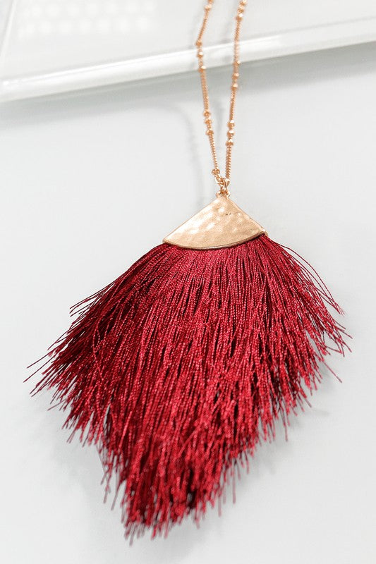 Fine Thread Tassel Pendant Long Necklace
