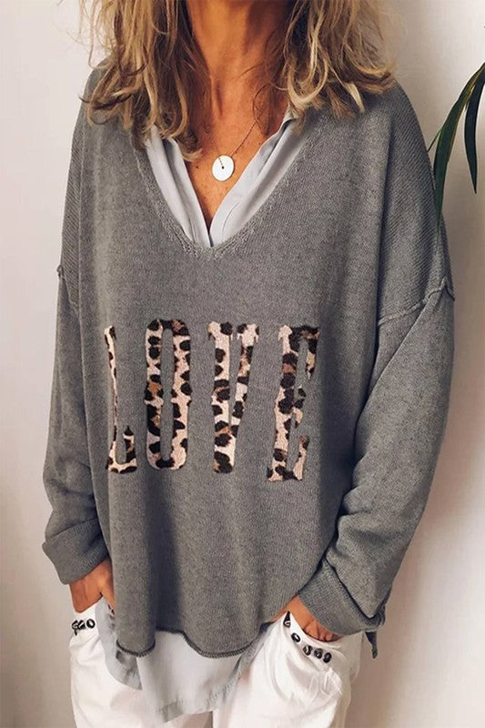Love leopard print v neck