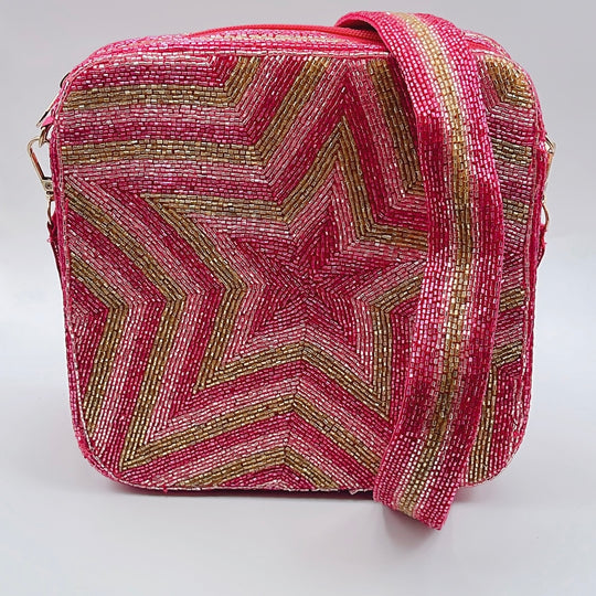 Pink Star Beaded Box bag