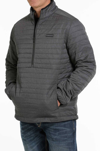 Men’s Charcoal Quilted Pullover Puffer Jacket.