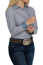 WOMEN'S TENCEL PURPLE, TEAL AND WHITE STRIPE