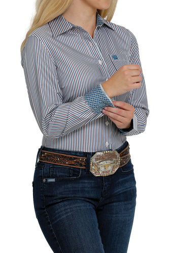 WOMEN'S TENCEL PURPLE, TEAL AND WHITE STRIPE