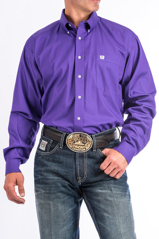Cinch Solid Purple Button-Down Western Shirt