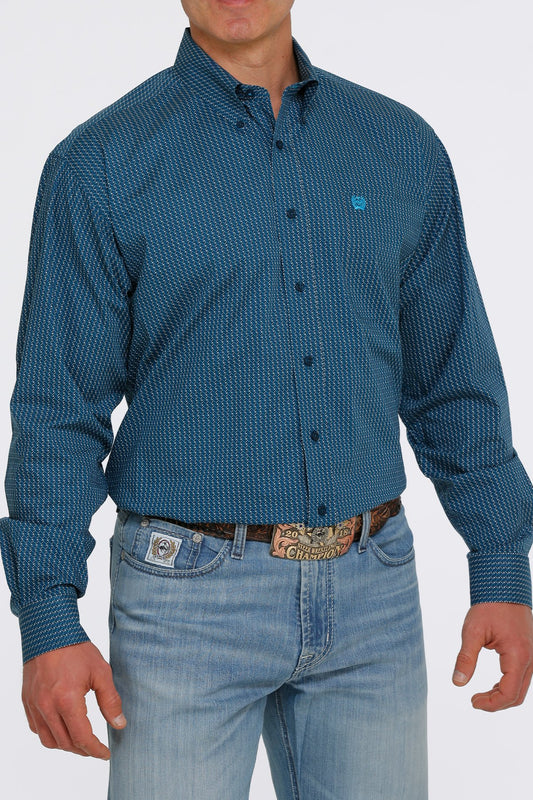 MEN'S GEOMETRIC PRINT BUTTON-DOWN WESTERN SHIRT