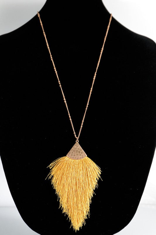 Fine Thread Tassel Pendant Long Necklace