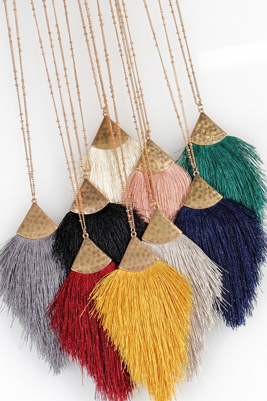 Fine Thread Tassel Pendant Long Necklace