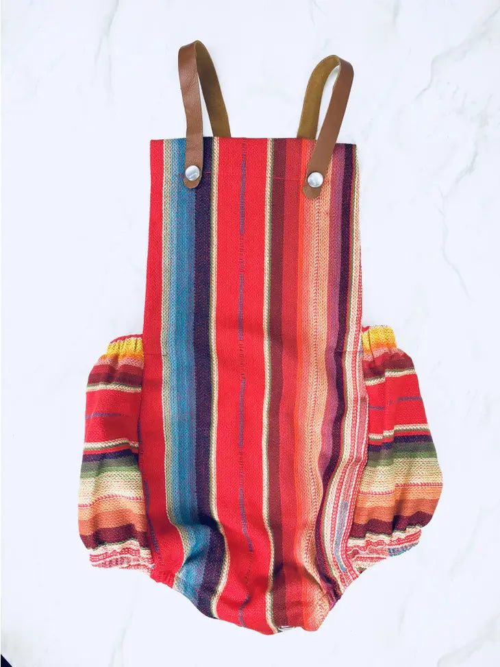 Red Serape Romper w/ Leather Strap