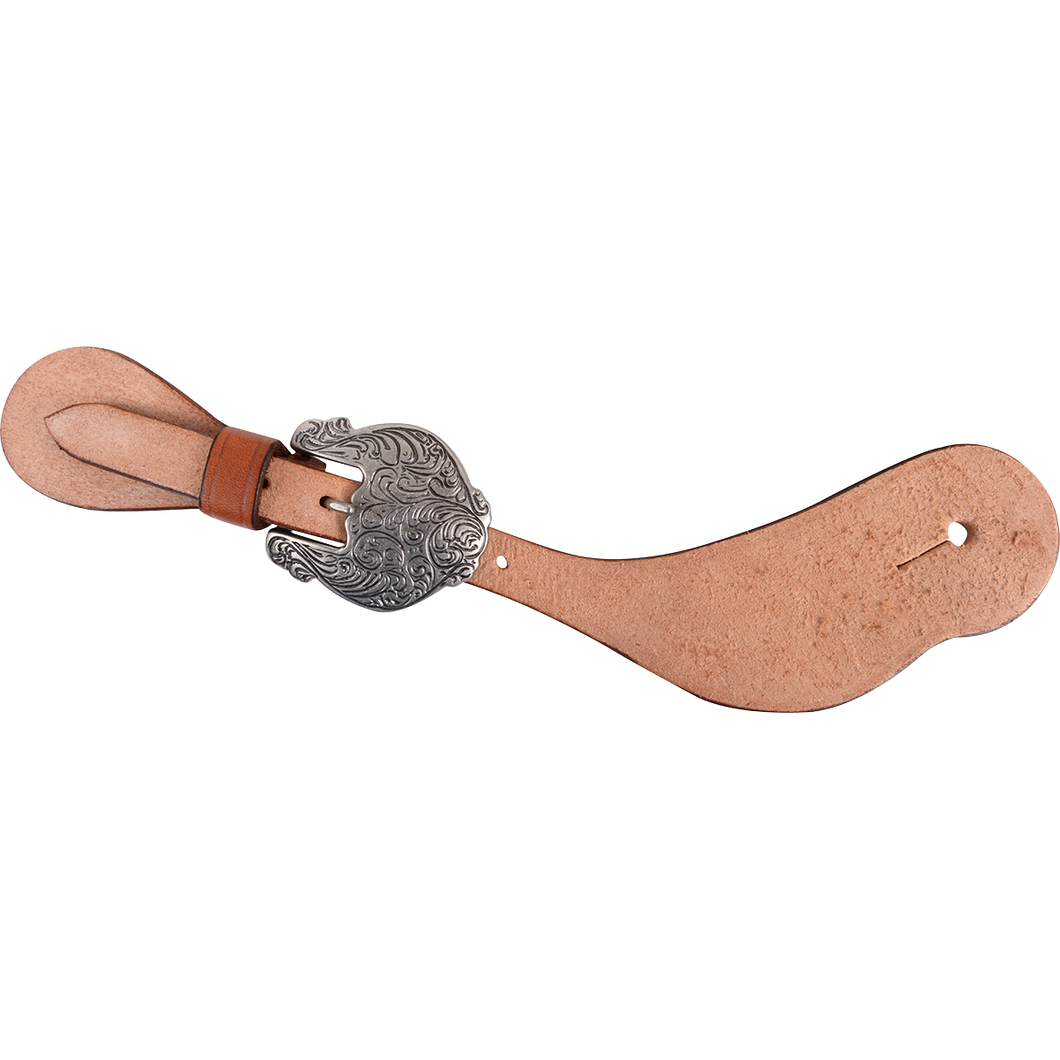 Martin Natural Roughout Silver Scroll Buckle Spur Strap