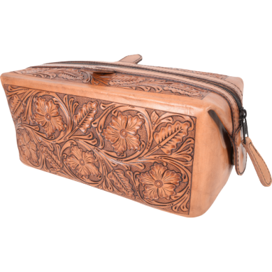 Shaving Kit Bag with Full Antique Floral Tooling